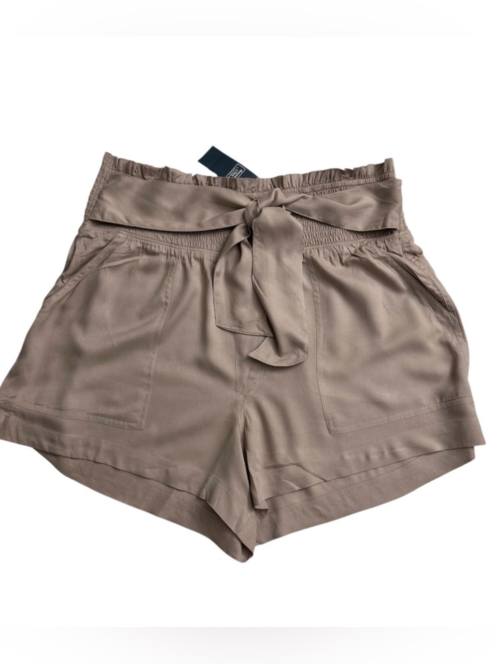 NWT Abercrombie & Fitch Mauve Paperbag Waist Shorts XL Smocked Tie Belt Pink